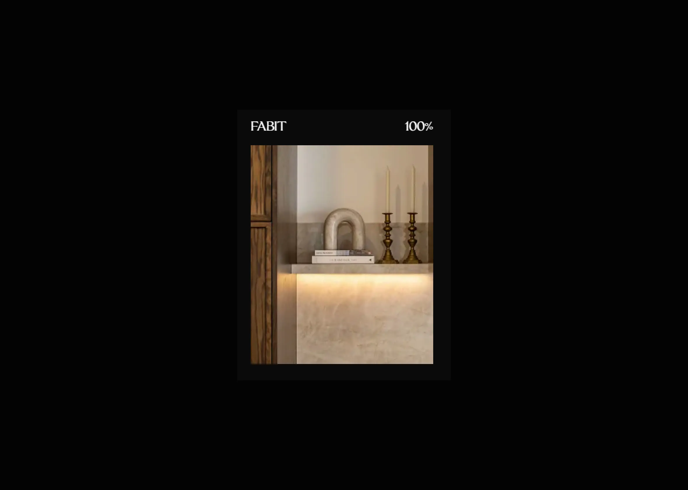 A single lit interior detail from a Fabit project, framed in black.